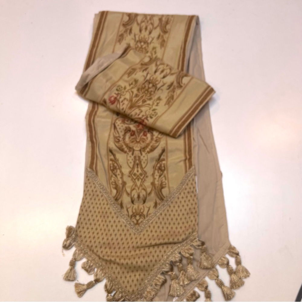 Pier 1 Beige and Gold Table Runner
